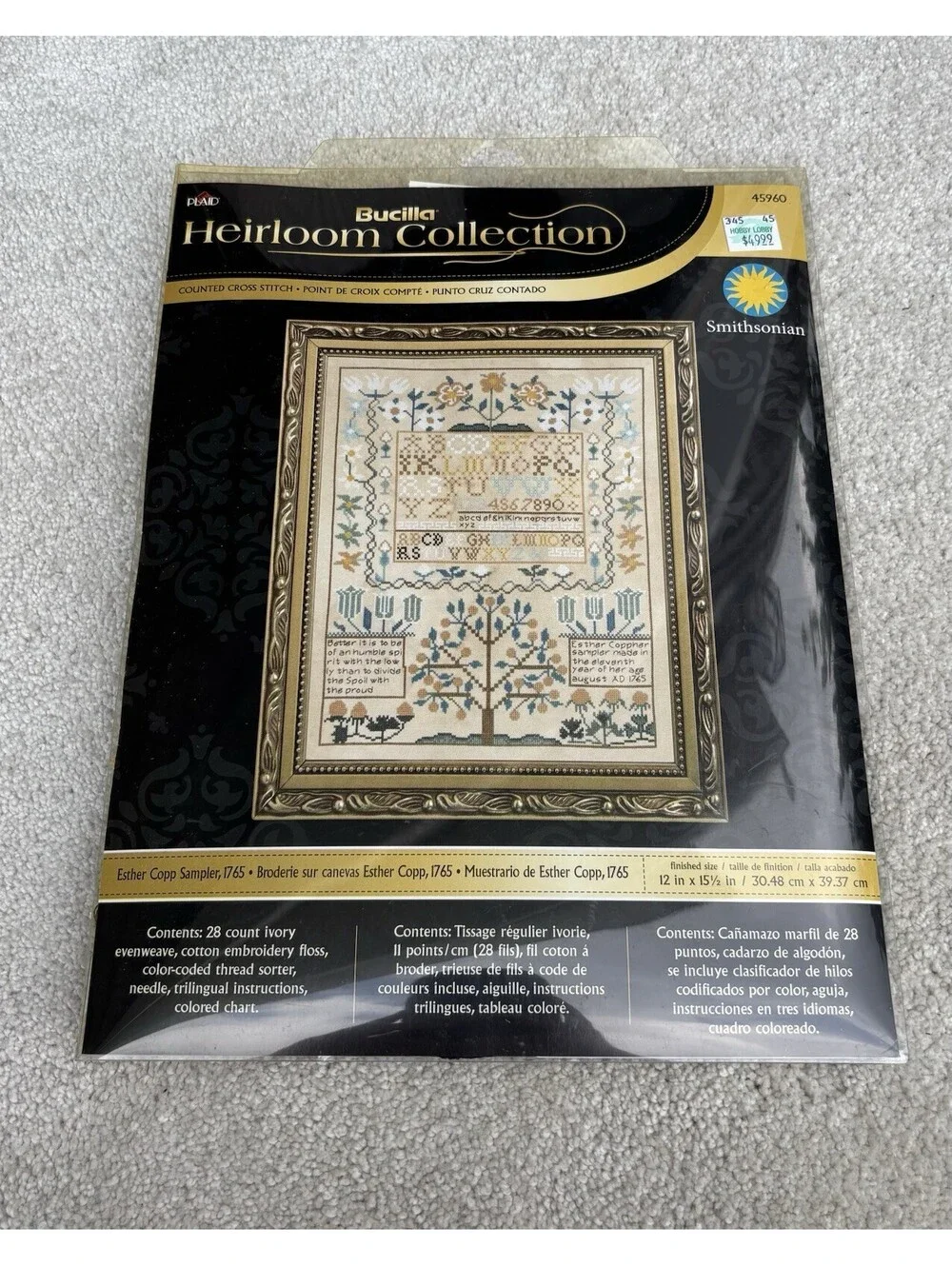 Bucilla Heirloom Collection Cross Stitch Kit w Thread Smithsonian Alphabet